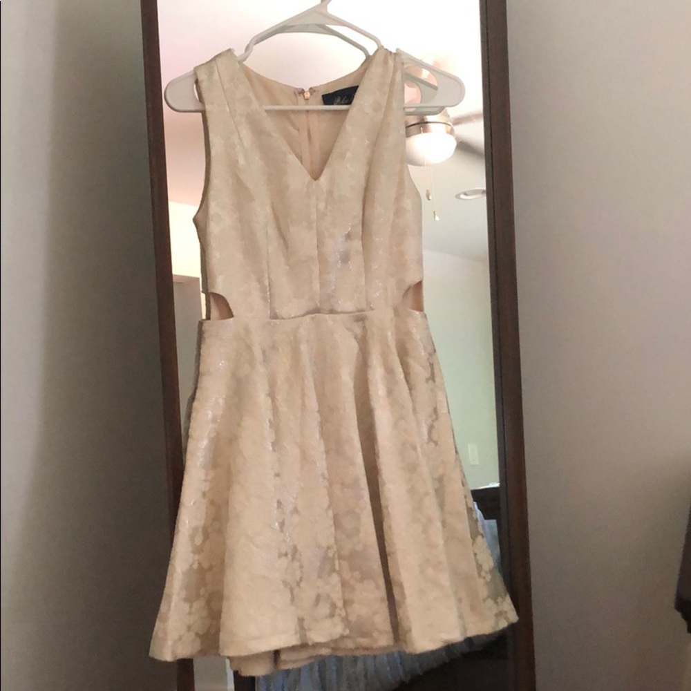 Metallic white cutout dress